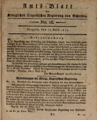Amts-Blatt der Preußischen Regierung zu Liegnitz Samstag 17. April 1813