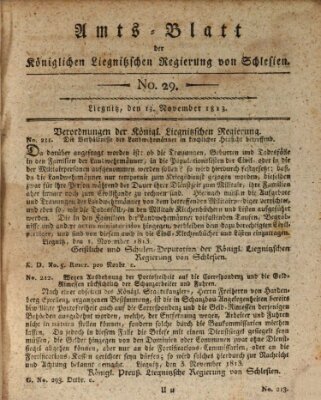 Amts-Blatt der Preußischen Regierung zu Liegnitz Samstag 13. November 1813
