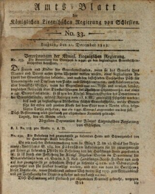 Amts-Blatt der Preußischen Regierung zu Liegnitz Samstag 11. Dezember 1813
