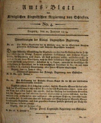 Amts-Blatt der Preußischen Regierung zu Liegnitz Samstag 22. Januar 1814