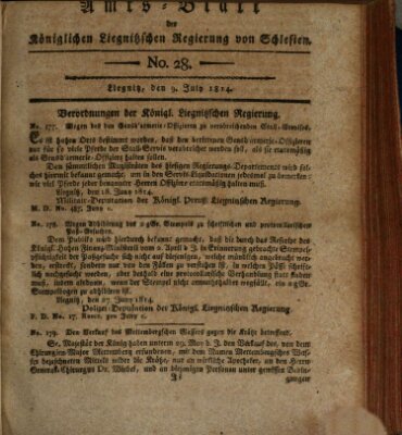 Amts-Blatt der Preußischen Regierung zu Liegnitz Samstag 9. Juli 1814