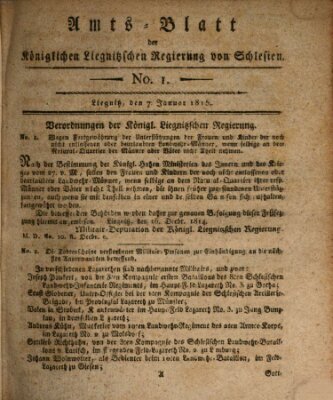 Amts-Blatt der Preußischen Regierung zu Liegnitz Samstag 7. Januar 1815