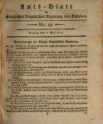 Amts-Blatt der Preußischen Regierung zu Liegnitz Samstag 13. Mai 1815