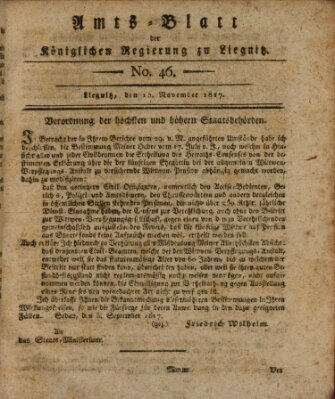 Amts-Blatt der Preußischen Regierung zu Liegnitz Samstag 15. November 1817