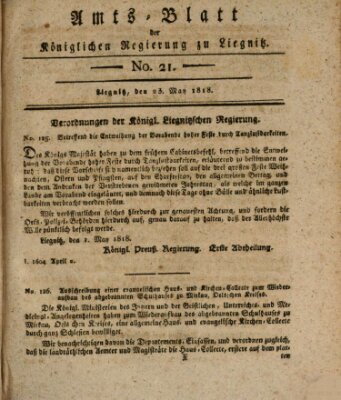 Amts-Blatt der Preußischen Regierung zu Liegnitz Samstag 23. Mai 1818