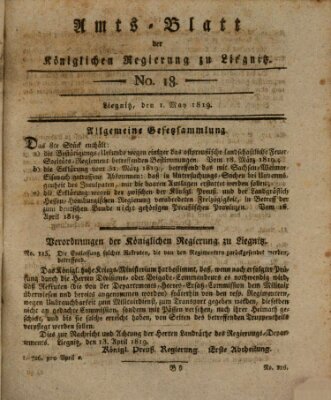 Amts-Blatt der Preußischen Regierung zu Liegnitz Samstag 1. Mai 1819