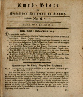 Amts-Blatt der Preußischen Regierung zu Liegnitz Samstag 5. Februar 1820