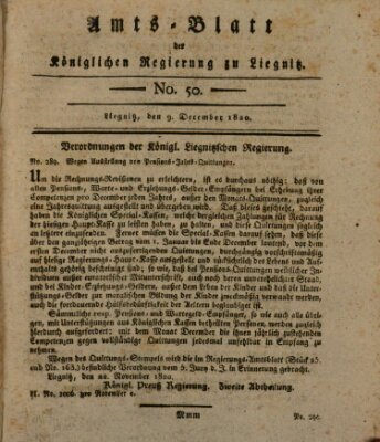 Amts-Blatt der Preußischen Regierung zu Liegnitz Samstag 9. Dezember 1820