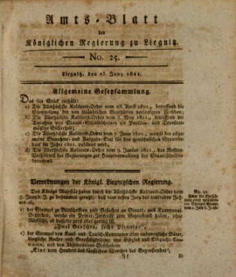 Amts-Blatt der Preußischen Regierung zu Liegnitz Samstag 23. Juni 1821