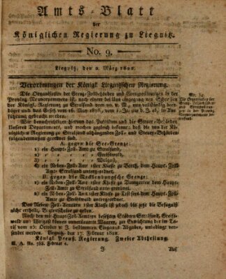 Amts-Blatt der Preußischen Regierung zu Liegnitz Samstag 2. März 1822