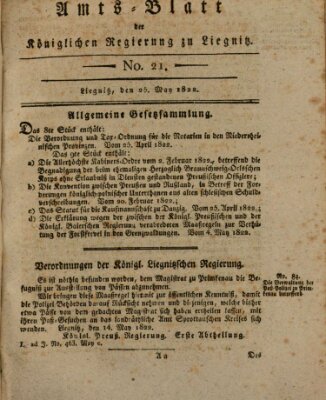 Amts-Blatt der Preußischen Regierung zu Liegnitz Samstag 25. Mai 1822