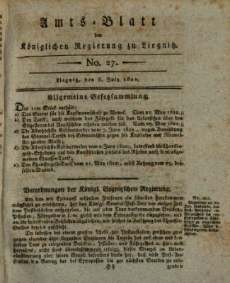 Amts-Blatt der Preußischen Regierung zu Liegnitz Samstag 6. Juli 1822