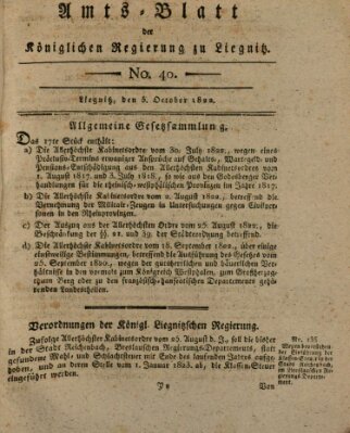 Amts-Blatt der Preußischen Regierung zu Liegnitz Samstag 5. Oktober 1822