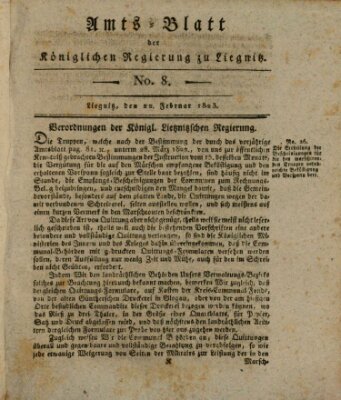 Amts-Blatt der Preußischen Regierung zu Liegnitz Samstag 22. Februar 1823