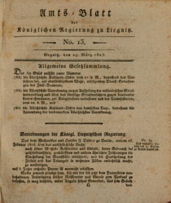 Amts-Blatt der Preußischen Regierung zu Liegnitz Samstag 29. März 1823