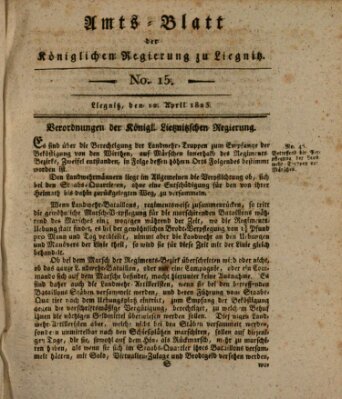 Amts-Blatt der Preußischen Regierung zu Liegnitz Samstag 12. April 1823