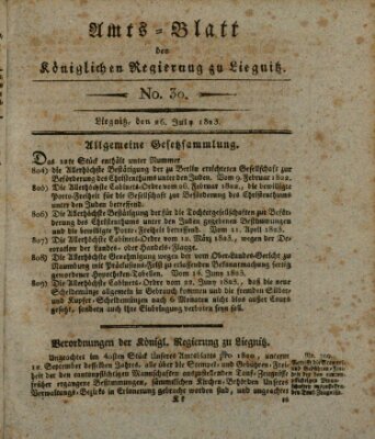 Amts-Blatt der Preußischen Regierung zu Liegnitz Samstag 26. Juli 1823