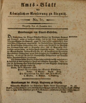 Amts-Blatt der Preußischen Regierung zu Liegnitz Samstag 13. Dezember 1823