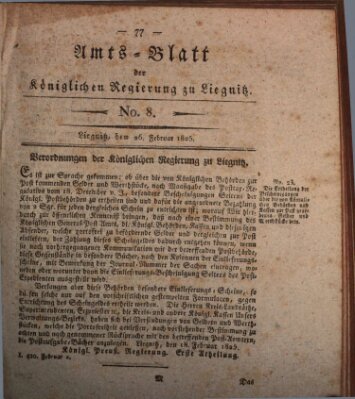 Amts-Blatt der Preußischen Regierung zu Liegnitz Samstag 26. Februar 1825