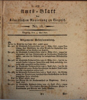 Amts-Blatt der Preußischen Regierung zu Liegnitz Samstag 7. Mai 1825