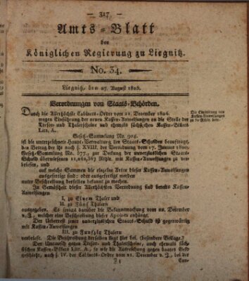 Amts-Blatt der Preußischen Regierung zu Liegnitz Samstag 27. August 1825