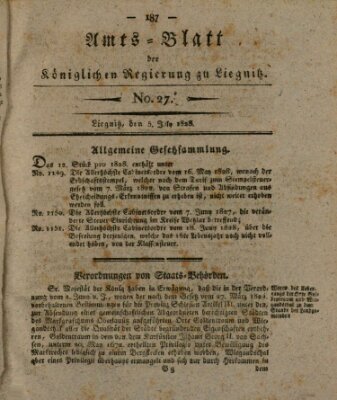 Amts-Blatt der Preußischen Regierung zu Liegnitz Samstag 5. Juli 1828