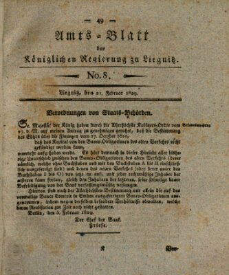 Amts-Blatt der Preußischen Regierung zu Liegnitz Samstag 21. Februar 1829
