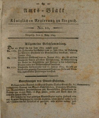 Amts-Blatt der Preußischen Regierung zu Liegnitz Samstag 7. März 1829