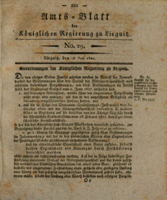 Amts-Blatt der Preußischen Regierung zu Liegnitz Samstag 18. Juli 1829