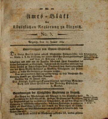 Amts-Blatt der Preußischen Regierung zu Liegnitz Samstag 30. Januar 1830