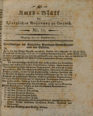Amts-Blatt der Preußischen Regierung zu Liegnitz Samstag 24. Dezember 1831