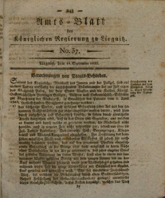 Amts-Blatt der Preußischen Regierung zu Liegnitz Samstag 14. September 1833