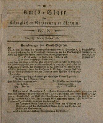 Amts-Blatt der Preußischen Regierung zu Liegnitz Samstag 1. Februar 1834
