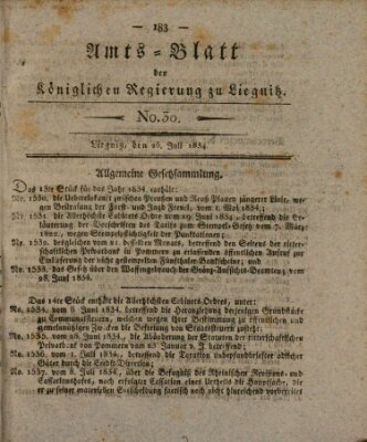 Amts-Blatt der Preußischen Regierung zu Liegnitz Samstag 26. Juli 1834