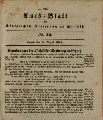 Amts-Blatt der Preußischen Regierung zu Liegnitz Samstag 12. August 1837