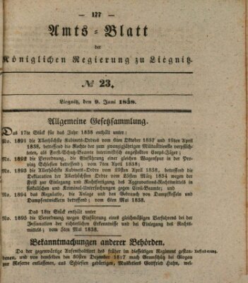Amts-Blatt der Preußischen Regierung zu Liegnitz Samstag 9. Juni 1838