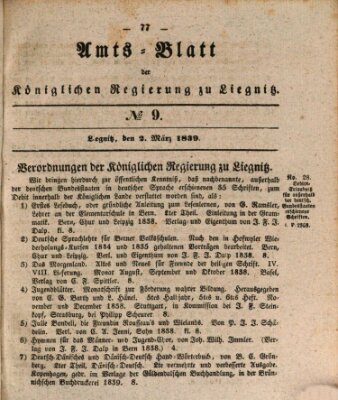 Amts-Blatt der Preußischen Regierung zu Liegnitz Samstag 2. März 1839