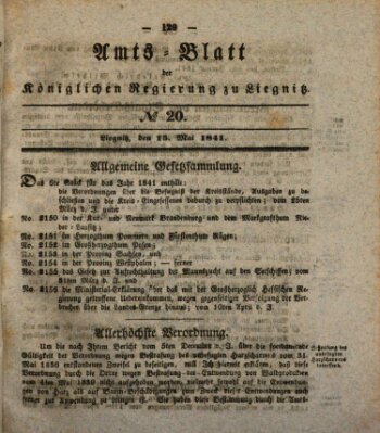 Amts-Blatt der Preußischen Regierung zu Liegnitz Samstag 15. Mai 1841