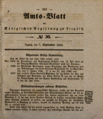Amts-Blatt der Preußischen Regierung zu Liegnitz Samstag 7. September 1844