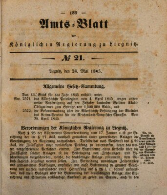 Amts-Blatt der Preußischen Regierung zu Liegnitz Samstag 24. Mai 1845