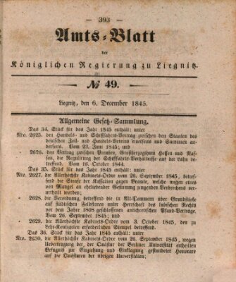 Amts-Blatt der Preußischen Regierung zu Liegnitz Samstag 6. Dezember 1845