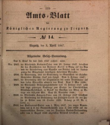 Amts-Blatt der Preußischen Regierung zu Liegnitz Samstag 3. April 1847
