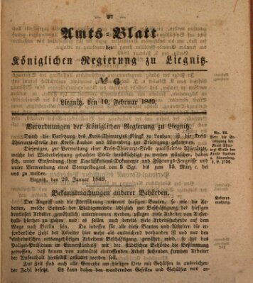 Amts-Blatt der Preußischen Regierung zu Liegnitz Samstag 10. Februar 1849