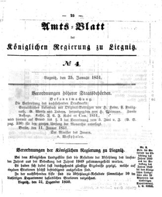 Amts-Blatt der Preußischen Regierung zu Liegnitz Samstag 25. Januar 1851