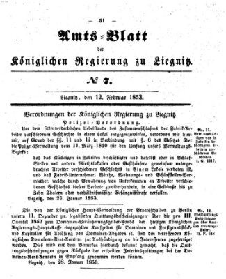 Amts-Blatt der Preußischen Regierung zu Liegnitz Samstag 12. Februar 1853
