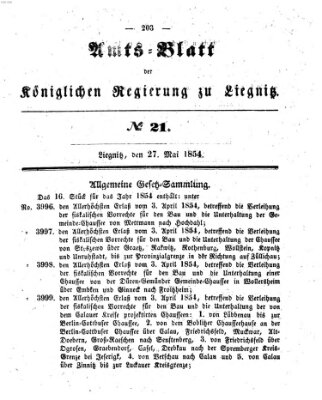 Amts-Blatt der Preußischen Regierung zu Liegnitz Samstag 27. Mai 1854