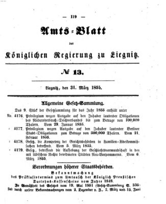 Amts-Blatt der Preußischen Regierung zu Liegnitz Samstag 31. März 1855