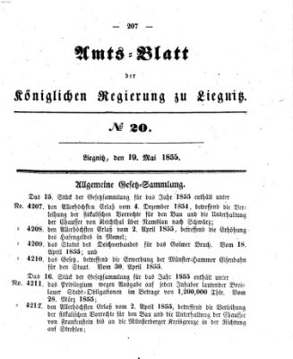 Amts-Blatt der Preußischen Regierung zu Liegnitz Samstag 19. Mai 1855