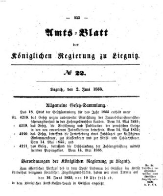 Amts-Blatt der Preußischen Regierung zu Liegnitz Samstag 2. Juni 1855
