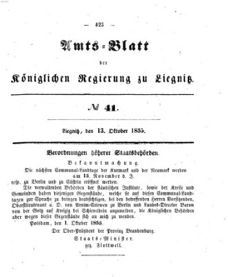 Amts-Blatt der Preußischen Regierung zu Liegnitz Samstag 13. Oktober 1855